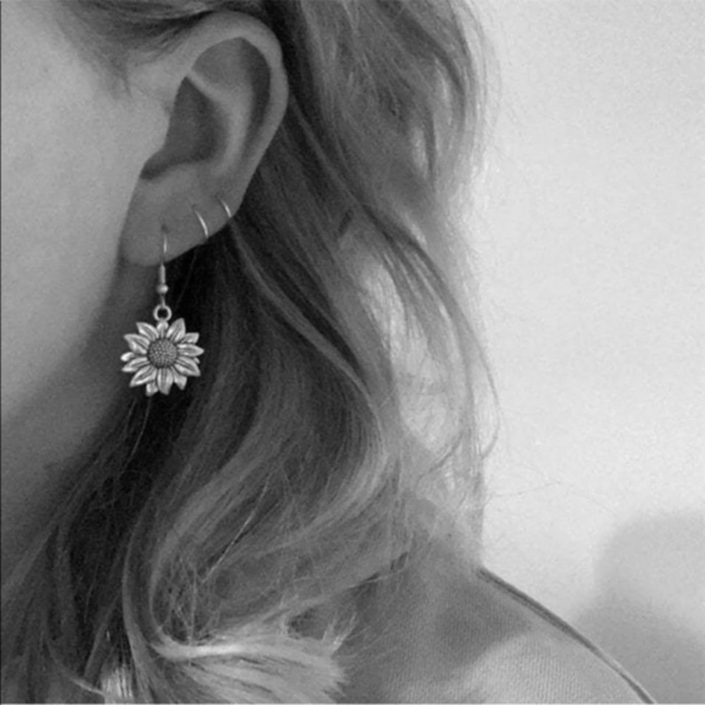 New Sunflower Gold Color Ear Hook Drop Dangle